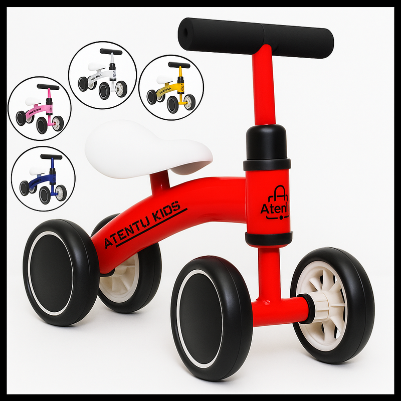 Bicicleta De Equilíbrio Andador Infantil Sem Pedal 4 Rodas